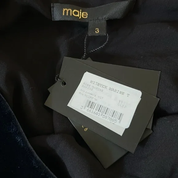 Maje Ryck Satin and Velvet Maxi Dress Size Large NWT - Picture 2 of 7